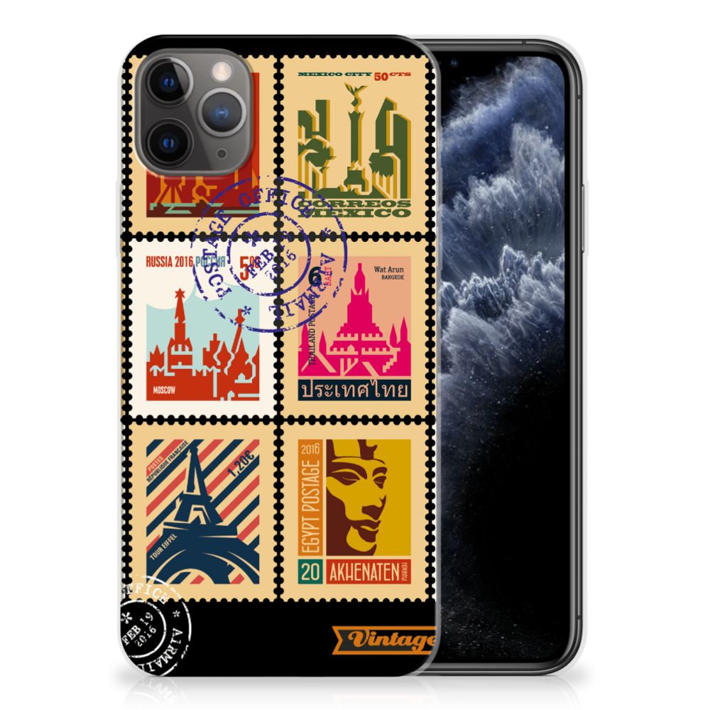 Apple iPhone 11 Pro Max Siliconen Back Cover Postzegels