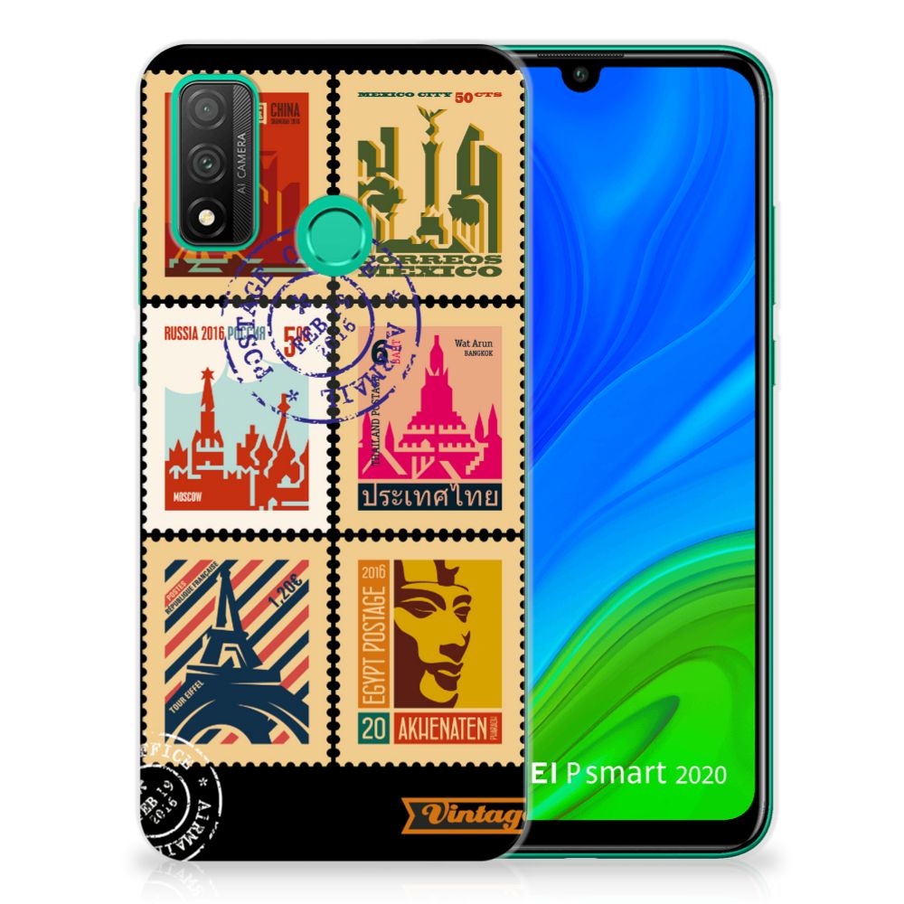 Huawei P Smart 2020 Siliconen Back Cover Postzegels