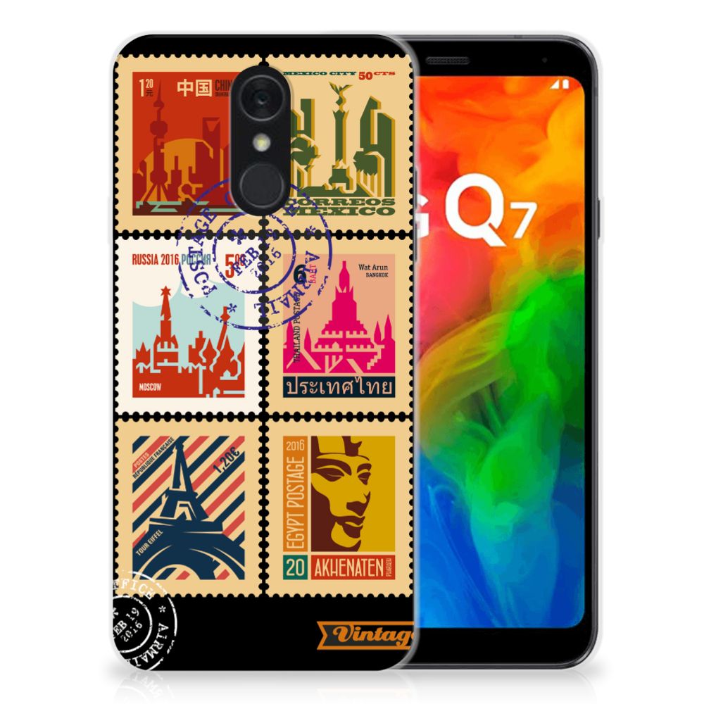LG Q7 Siliconen Back Cover Postzegels