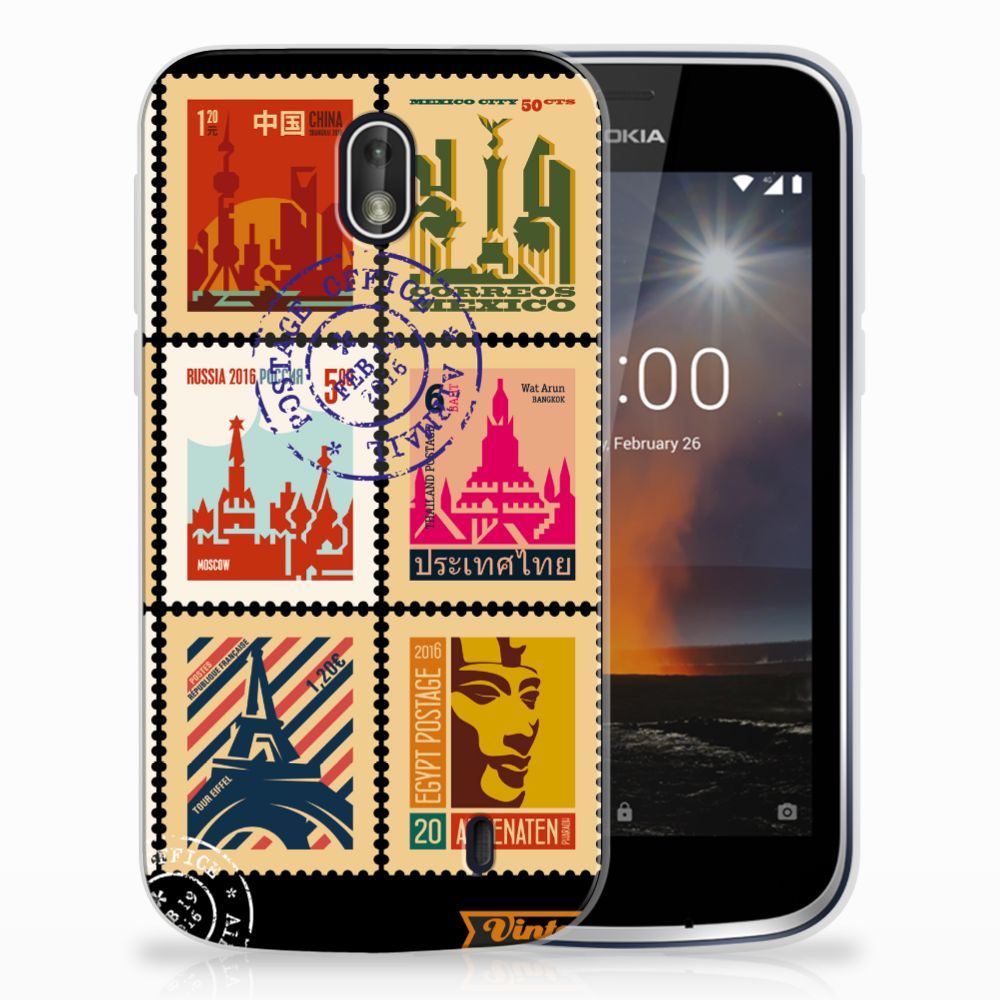 Nokia 1 Siliconen Back Cover Postzegels