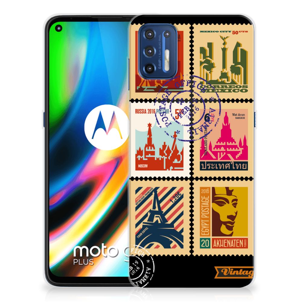 Motorola Moto G9 Plus Siliconen Back Cover Postzegels
