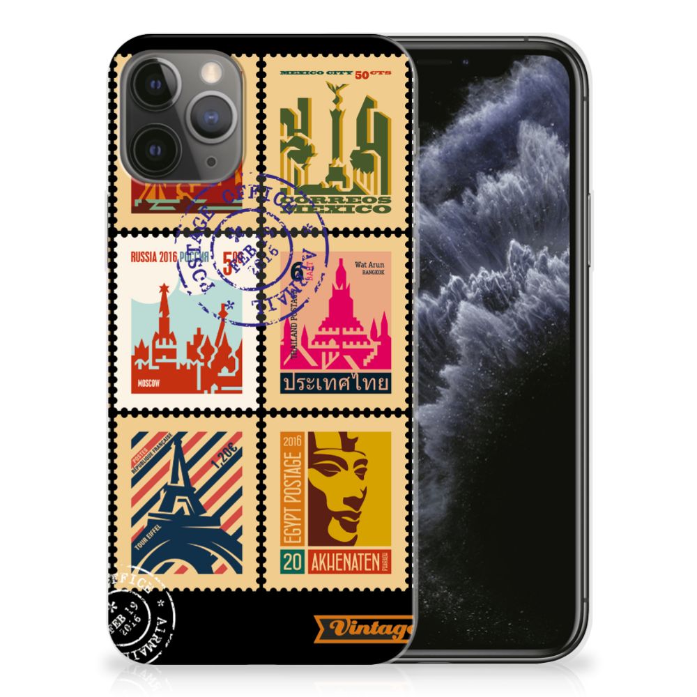 Apple iPhone 11 Pro Siliconen Back Cover Postzegels