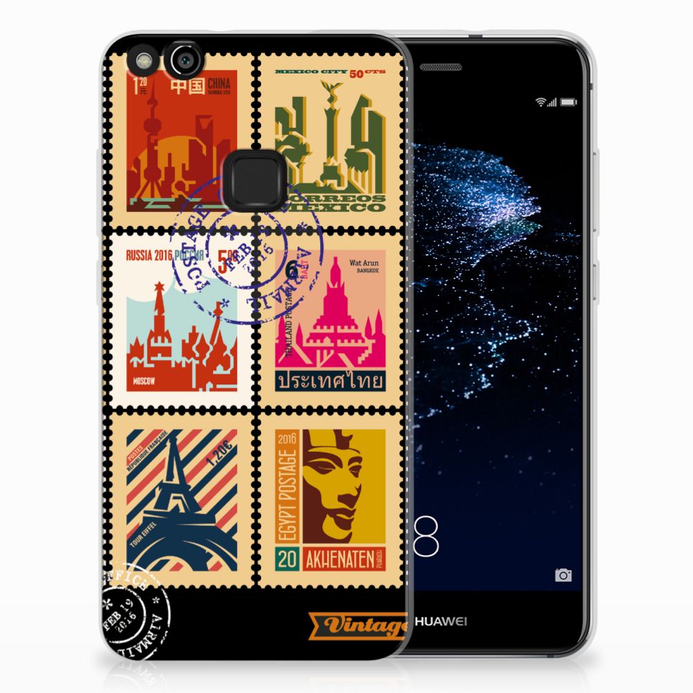 Huawei P10 Lite Siliconen Back Cover Postzegels