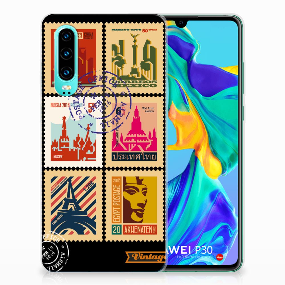 Huawei P30 Siliconen Back Cover Postzegels