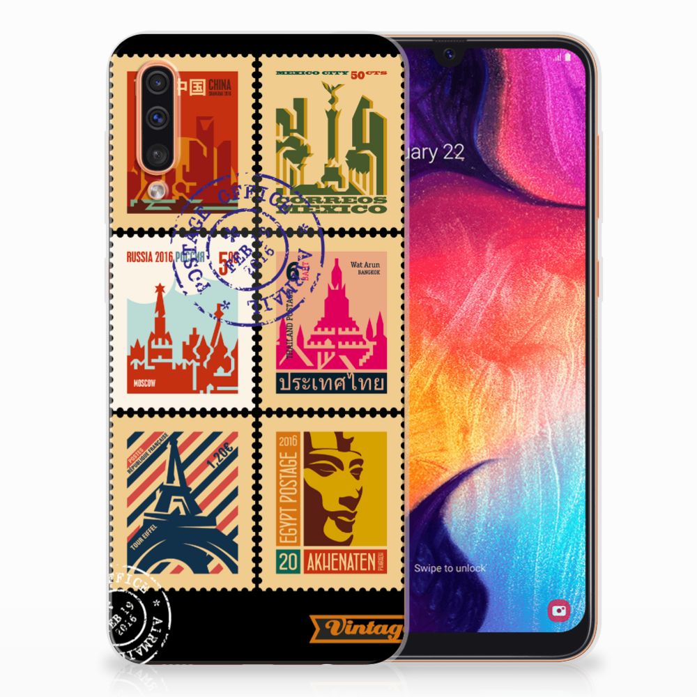 Samsung Galaxy A50 Siliconen Back Cover Postzegels