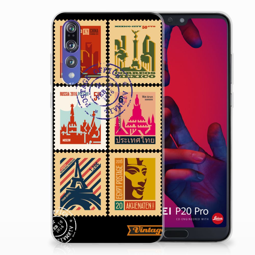 Huawei P20 Pro Siliconen Back Cover Postzegels