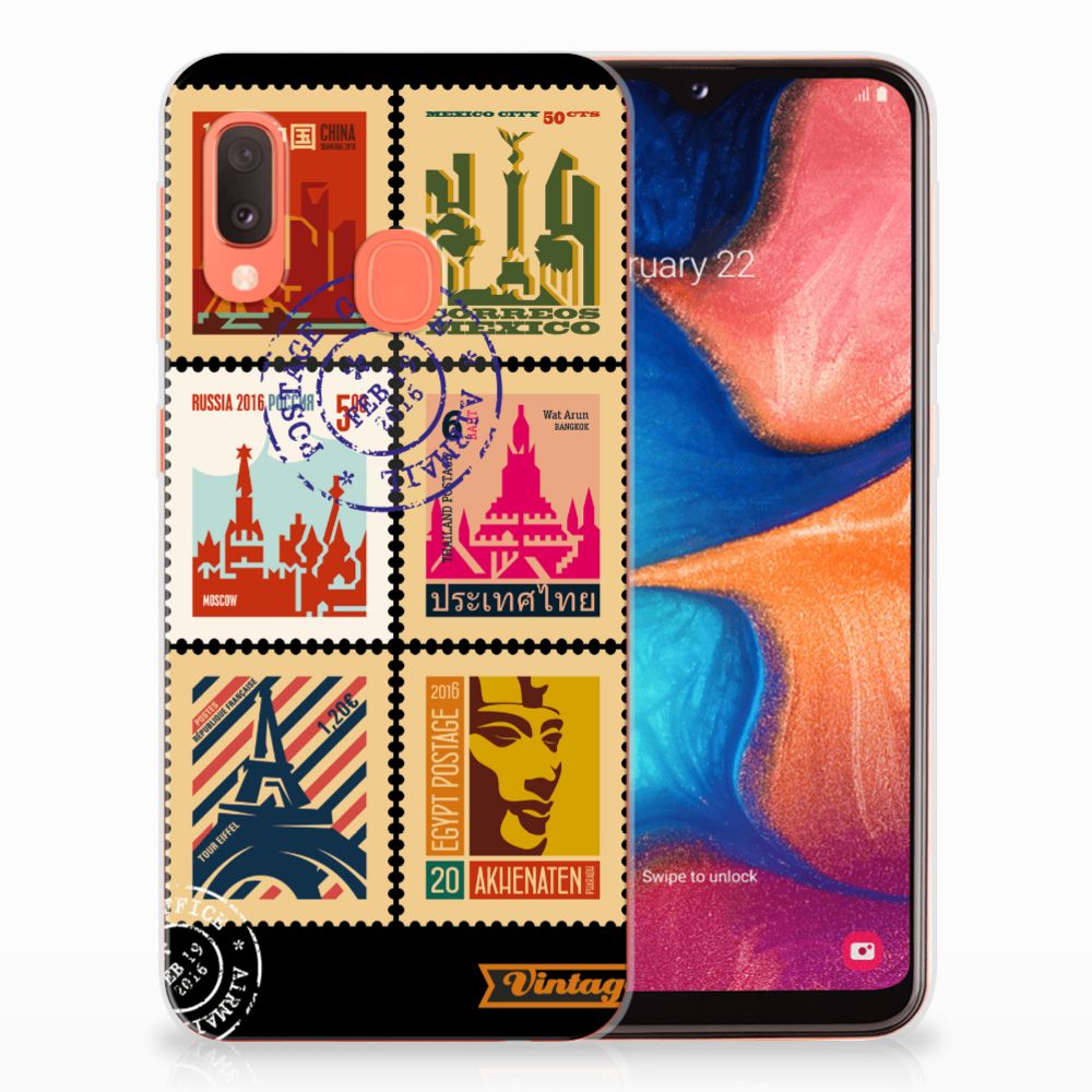 Samsung Galaxy A20e Siliconen Back Cover Postzegels