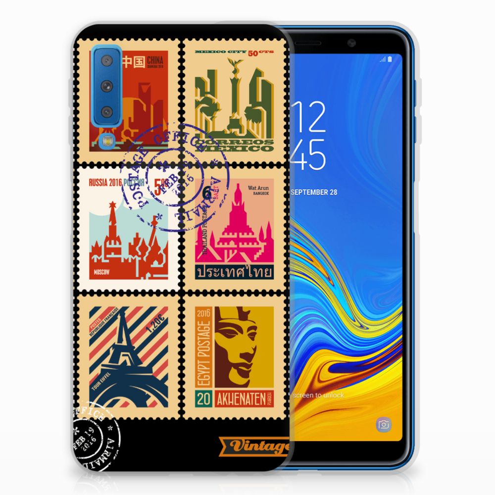 Samsung Galaxy A7 (2018) Siliconen Back Cover Postzegels