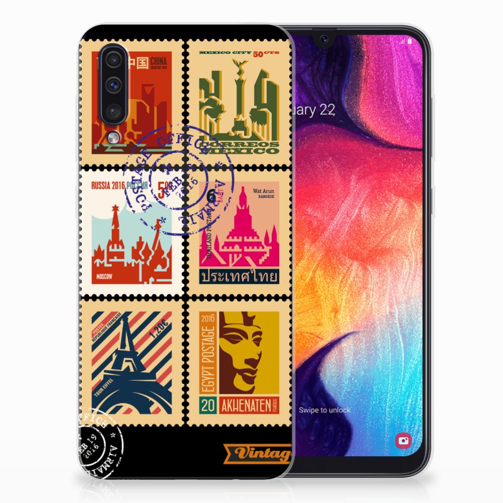 Samsung Galaxy A50 Siliconen Back Cover Postzegels