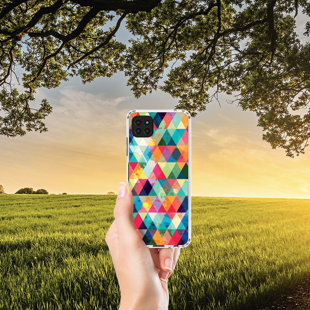 Samsung Galaxy A22 5G Doorzichtige Silicone Hoesje Geruit