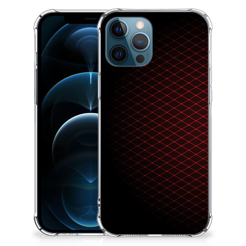 iPhone 12 | 12 Pro Doorzichtige Silicone Hoesje Geruit Rood