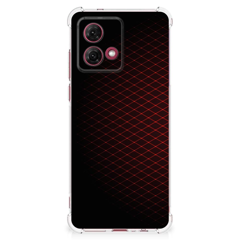Motorola Moto G84 Doorzichtige Silicone Hoesje Geruit Rood