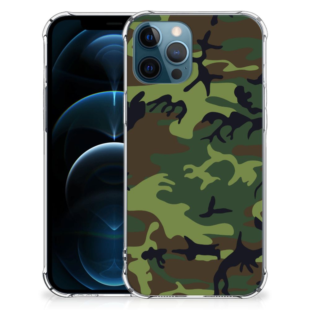 iPhone 12 | 12 Pro Doorzichtige Silicone Hoesje Army Dark