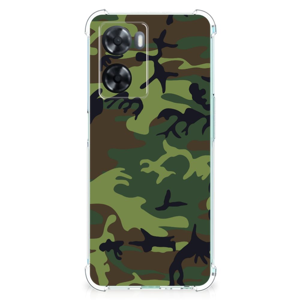 OPPO A57 | A57s | A77 4G Doorzichtige Silicone Hoesje Army Dark