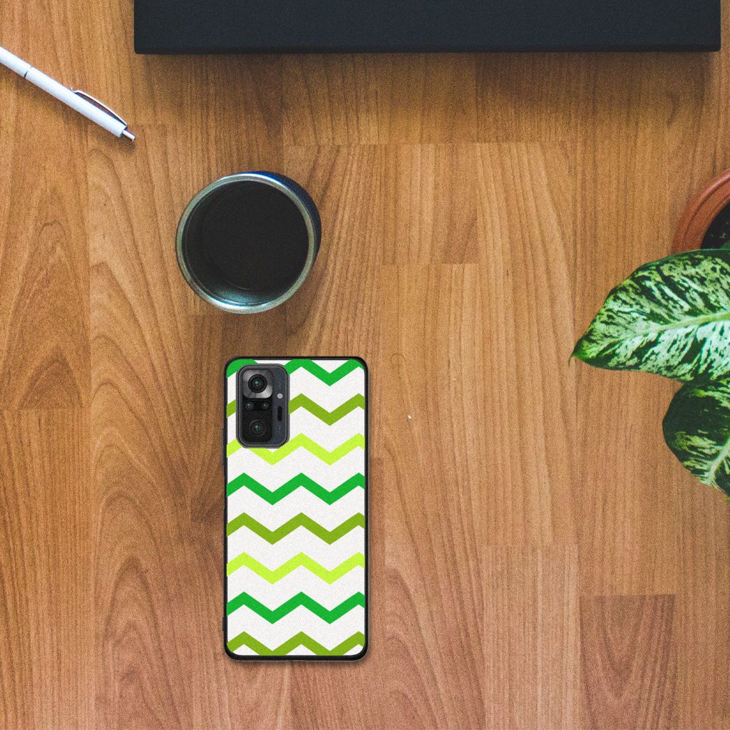 Xiaomi Redmi Note 10 Pro Back Case Zigzag Groen