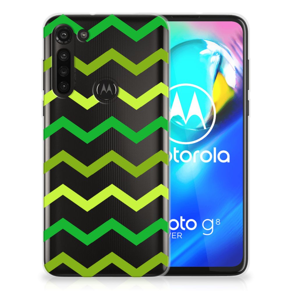 Motorola Moto G8 Power TPU bumper Zigzag Groen