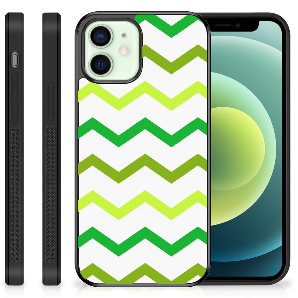 iPhone 12 Mini Bumper Case Zigzag Groen