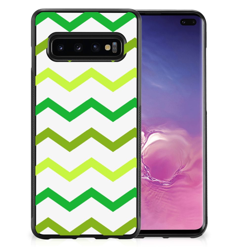 Samsung Galaxy S10+ Bumper Case Zigzag Groen