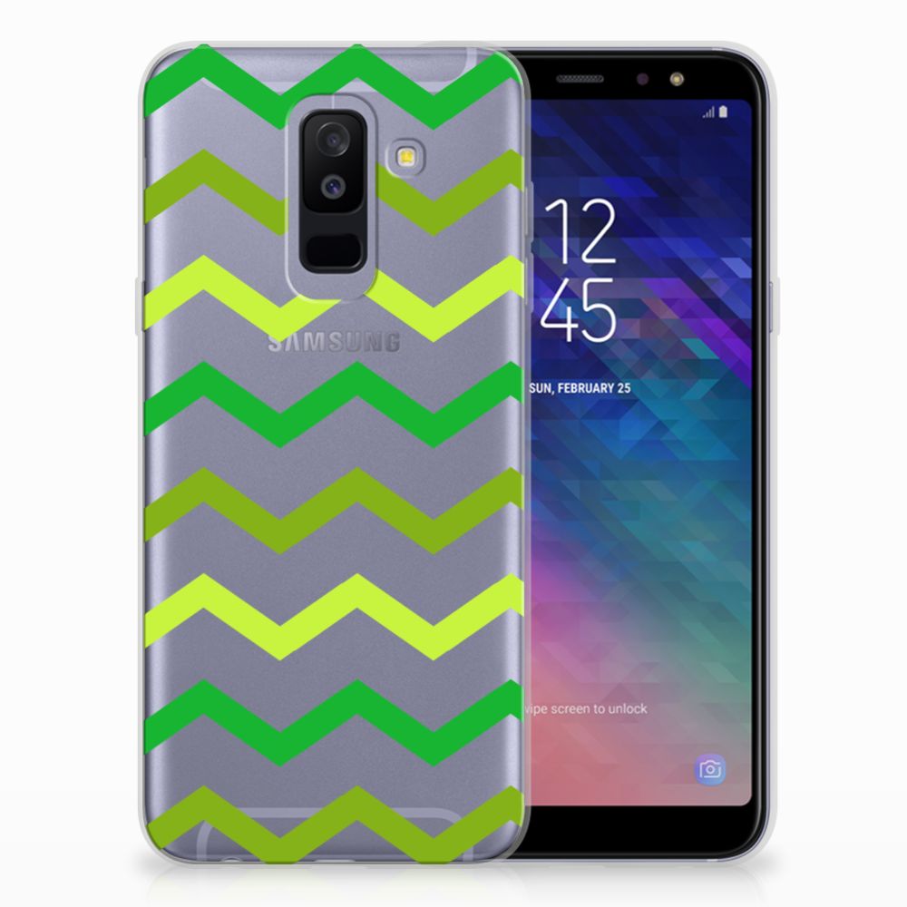 Samsung Galaxy A6 Plus (2018) TPU bumper Zigzag Groen