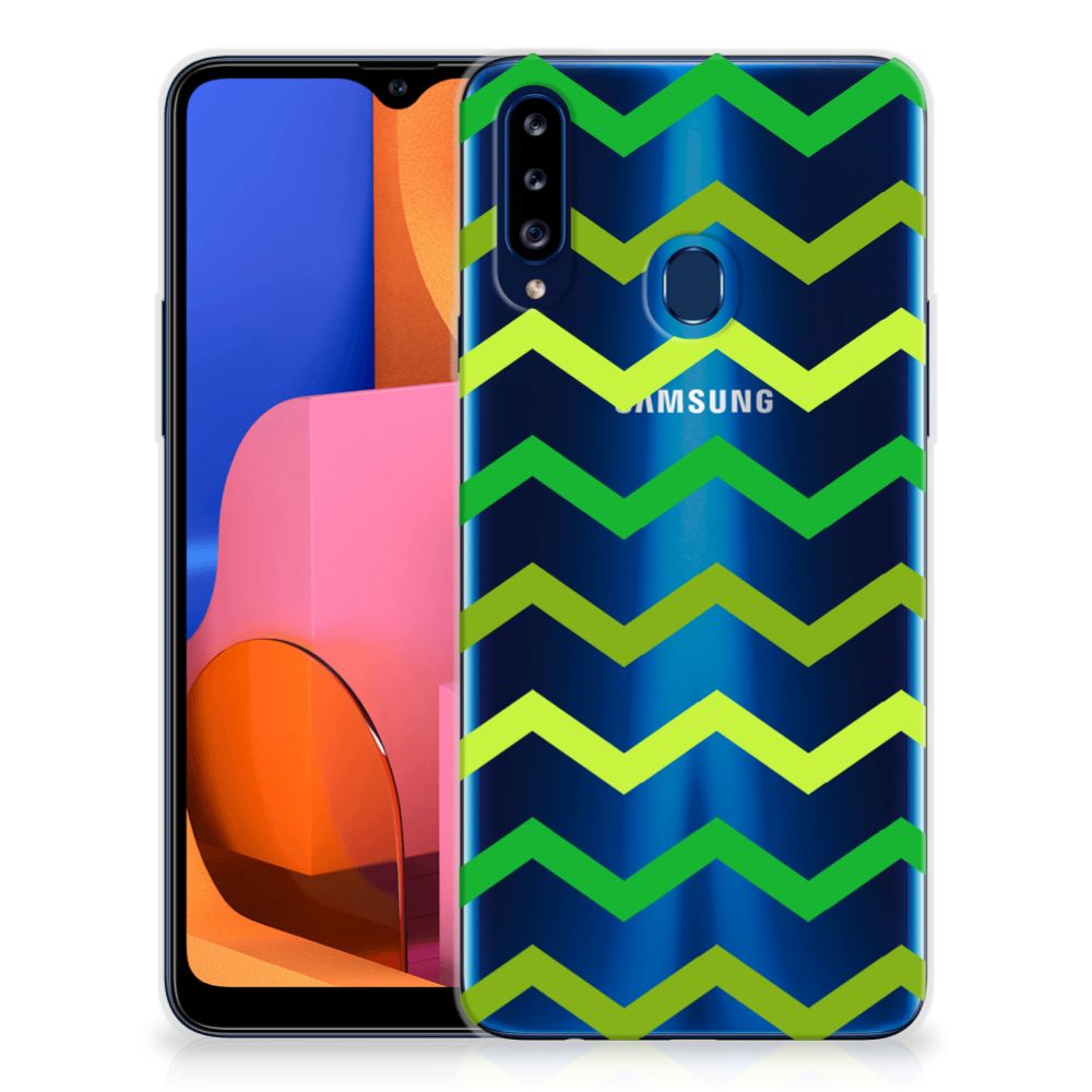 Samsung Galaxy A20s TPU bumper Zigzag Groen