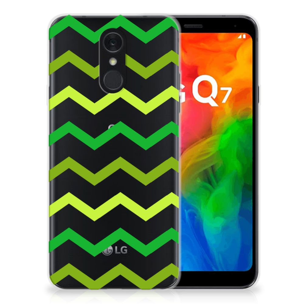 LG Q7 TPU bumper Zigzag Groen