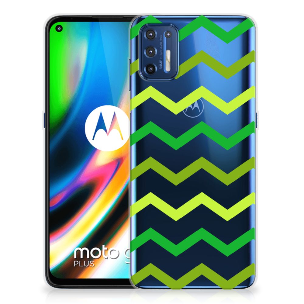 Motorola Moto G9 Plus TPU bumper Zigzag Groen