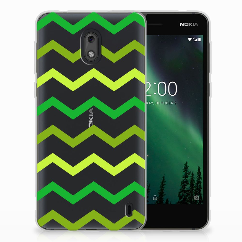 Nokia 2 TPU bumper Zigzag Groen
