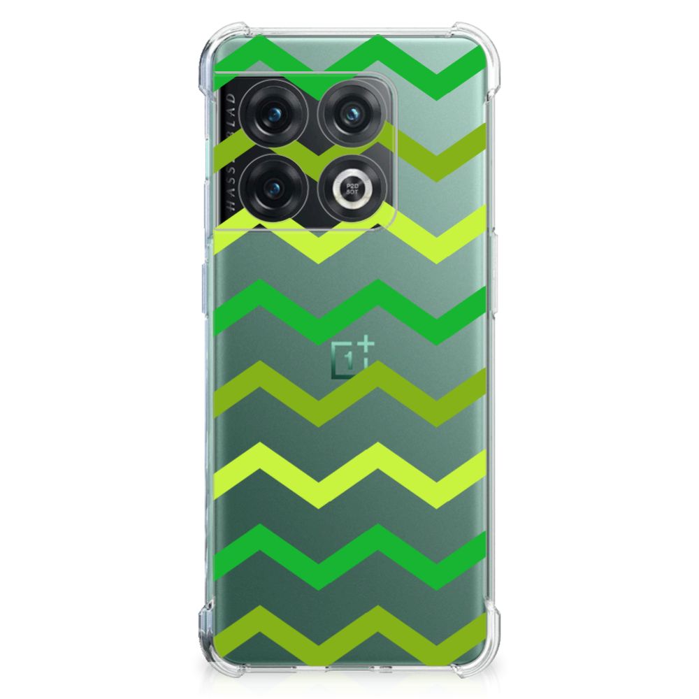 OnePlus 10 Pro Doorzichtige Silicone Hoesje Zigzag Groen