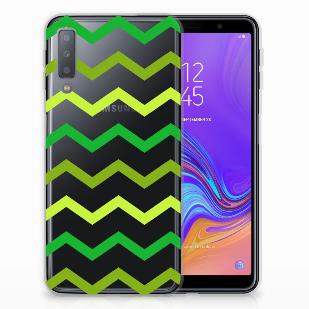 Samsung Galaxy A7 (2018) TPU bumper Zigzag Groen