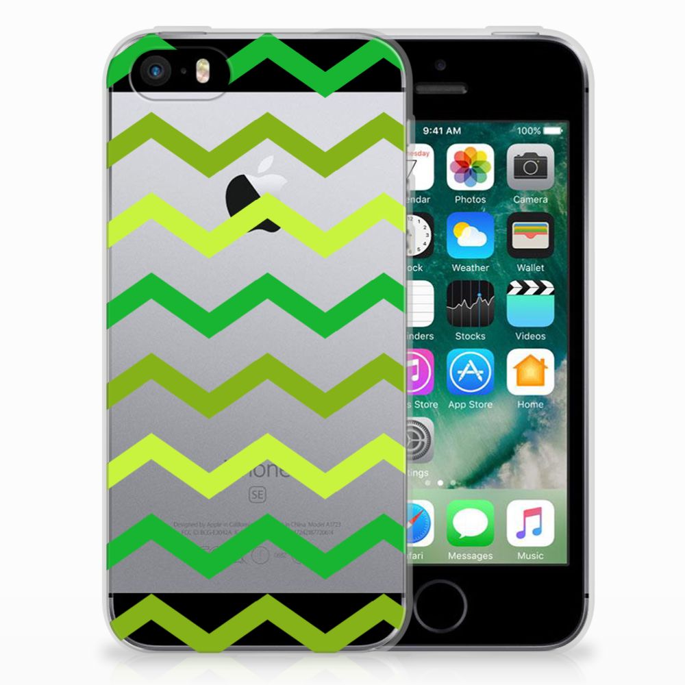 Apple iPhone SE | 5S Uniek TPU Hoesje Zigzag Groen