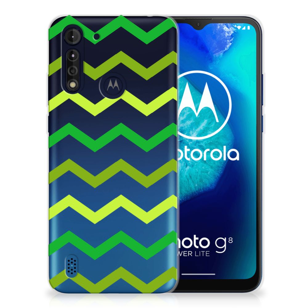Motorola Moto G8 Power Lite TPU bumper Zigzag Groen