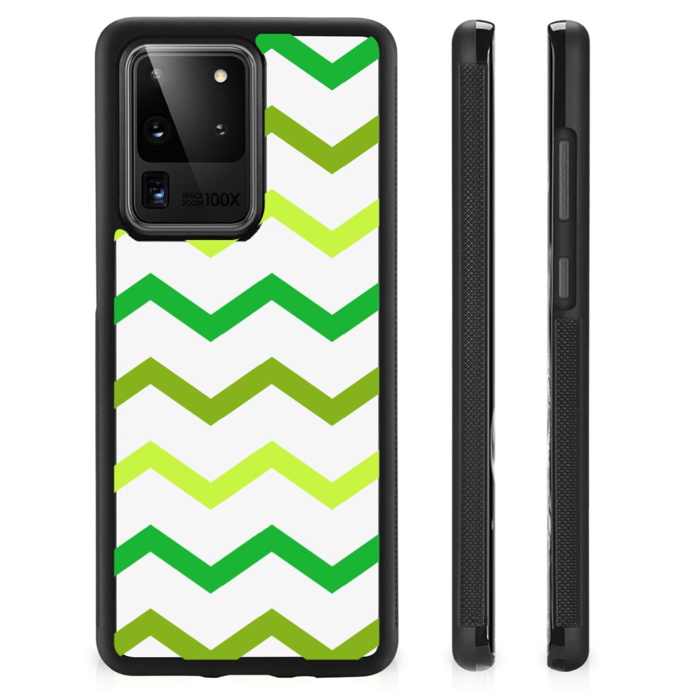 Samsung Galaxy S20 Ultra Bumper Case Zigzag Groen