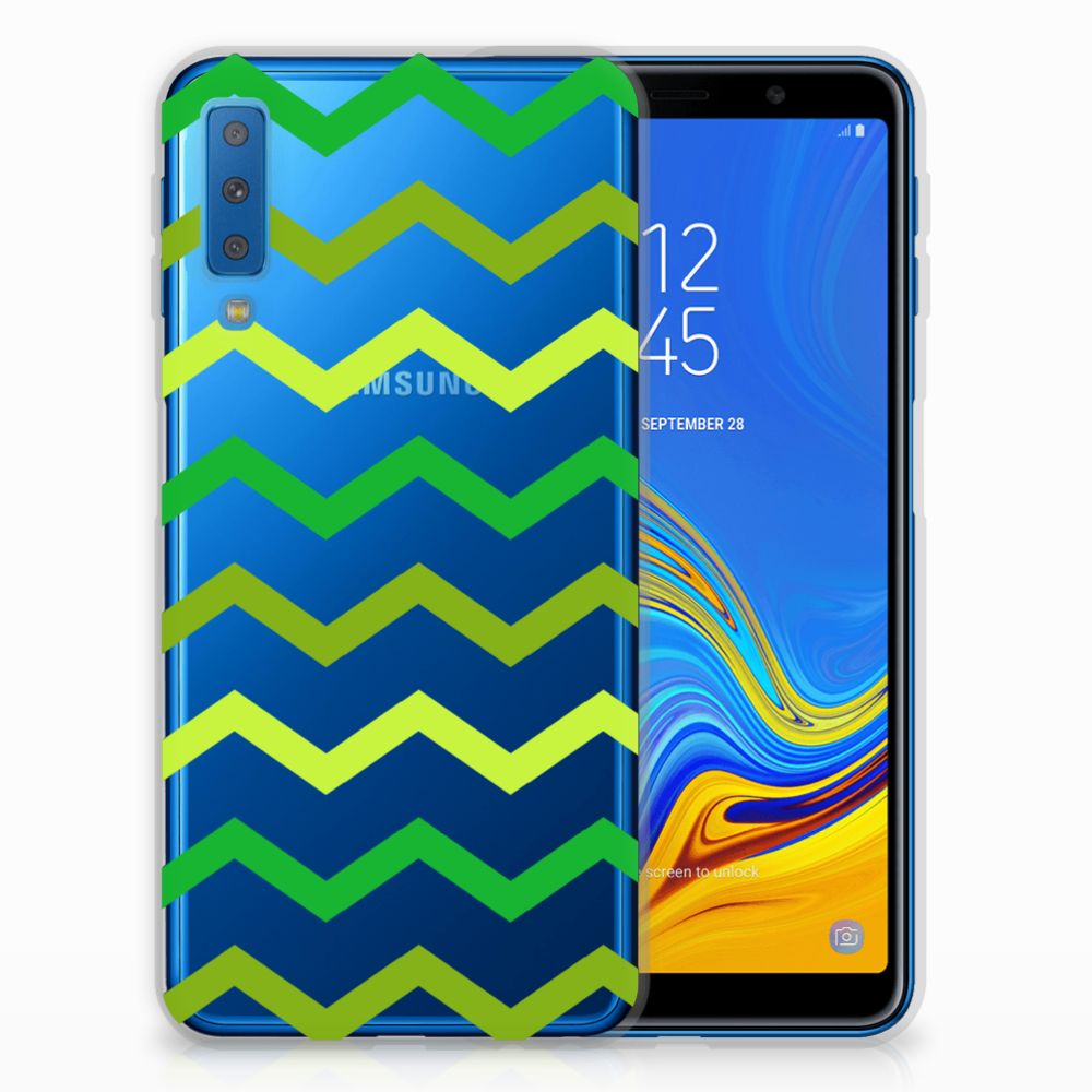 Samsung Galaxy A7 (2018) TPU bumper Zigzag Groen