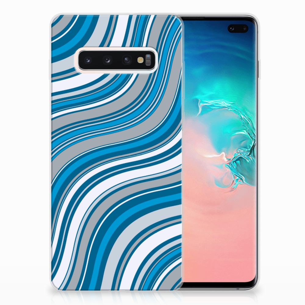 Samsung S10 Plus TPU Hoesje Design Waves Blue