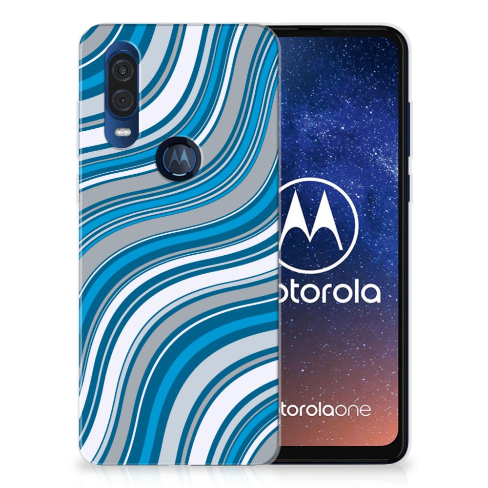 Motorola One Vision TPU bumper Waves Blue