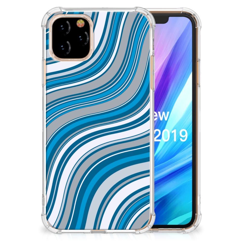 Apple iPhone 11 Pro Doorzichtige Silicone Hoesje Waves Blue