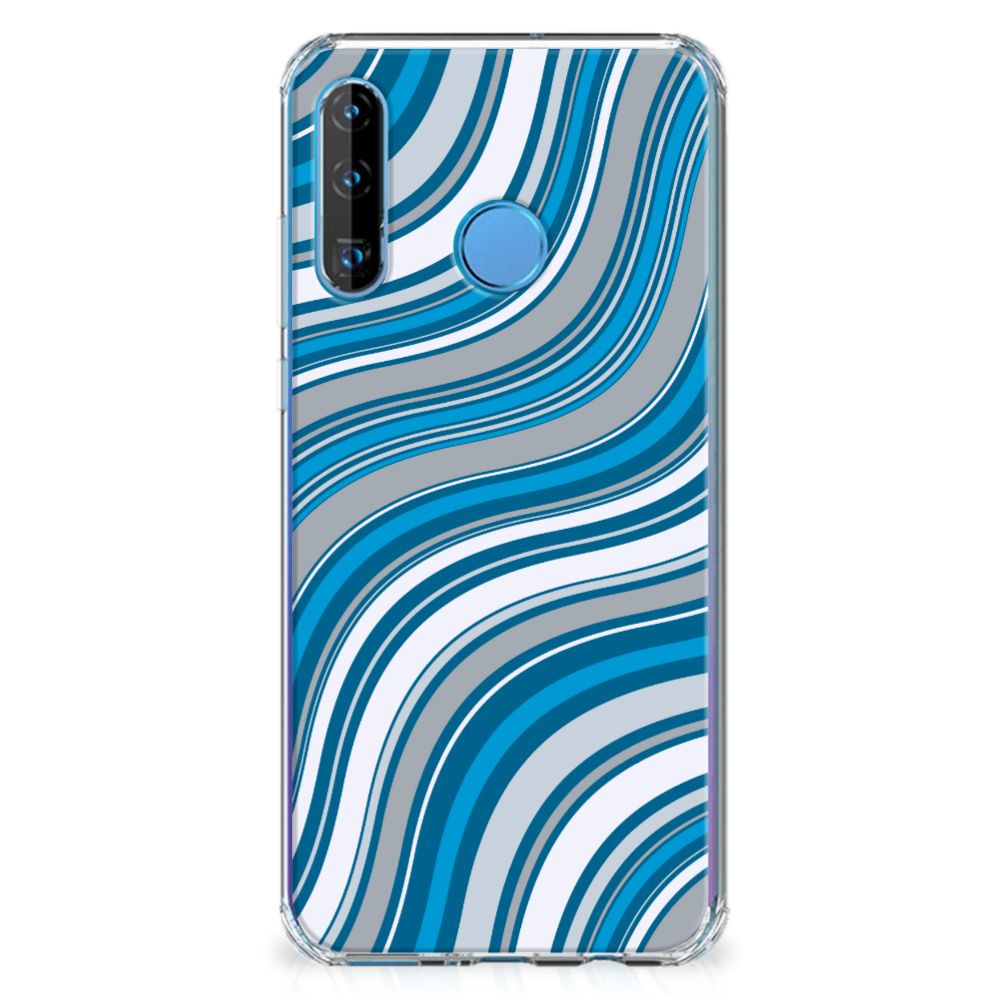 Huawei P30 Lite Doorzichtige Silicone Hoesje Waves Blue