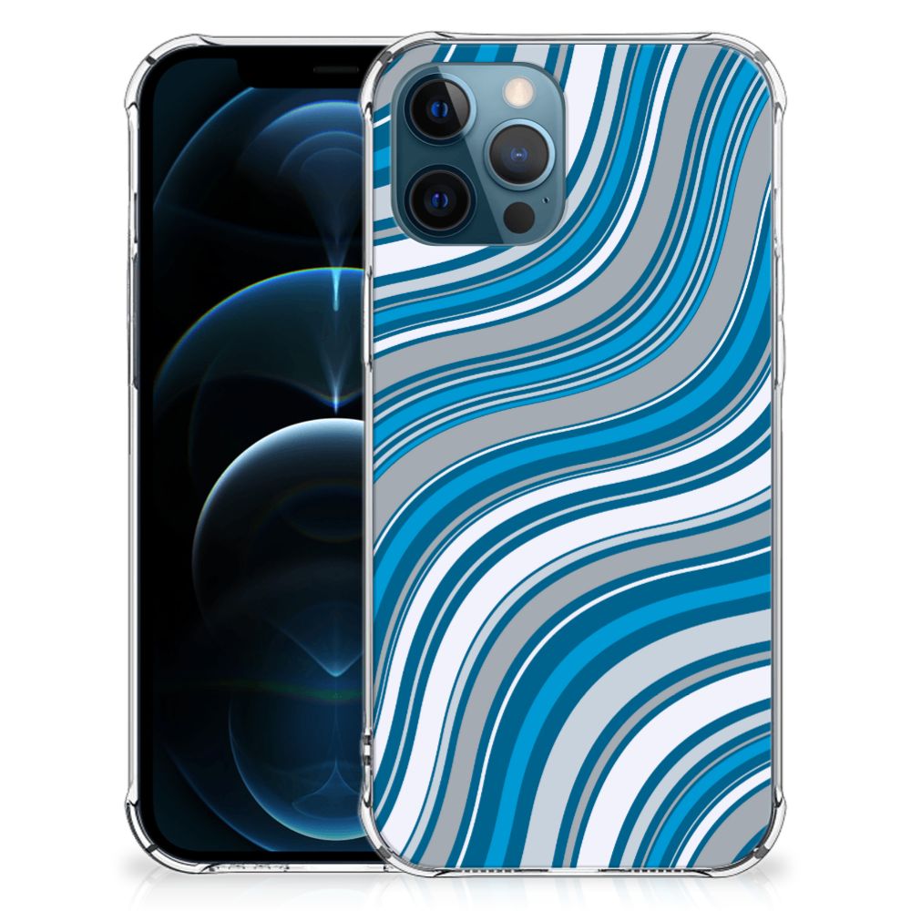 iPhone 12 | 12 Pro Doorzichtige Silicone Hoesje Waves Blue