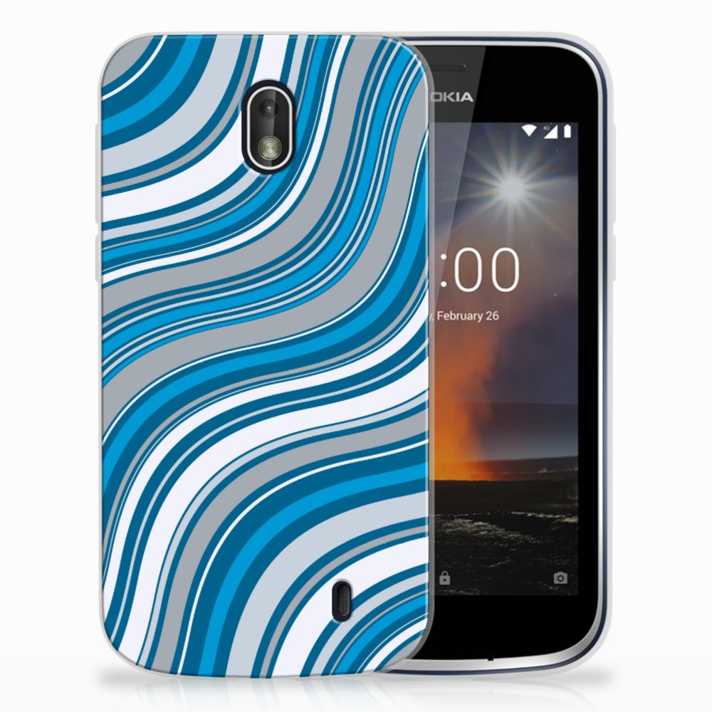 Nokia 1 TPU Hoesje Design Waves Blue