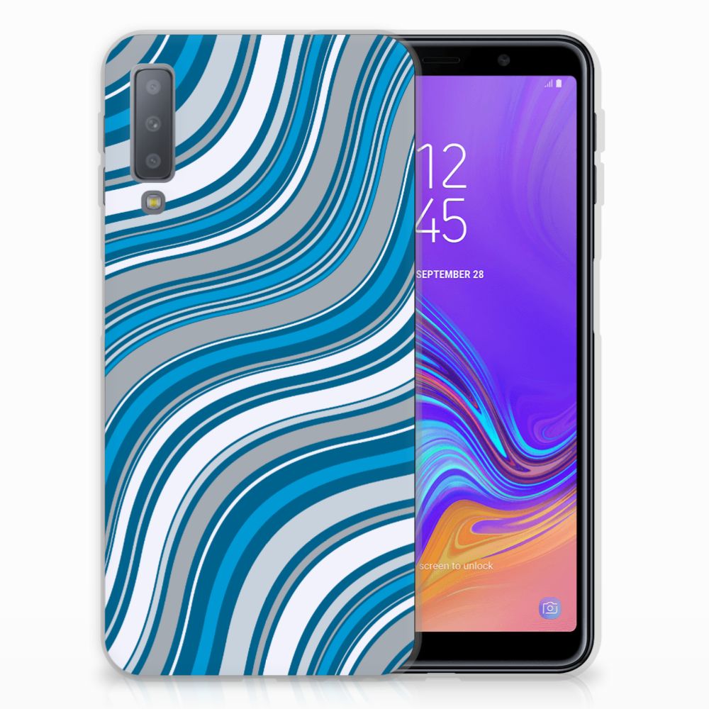 Samsung Galaxy A7 (2018) TPU bumper Waves Blue