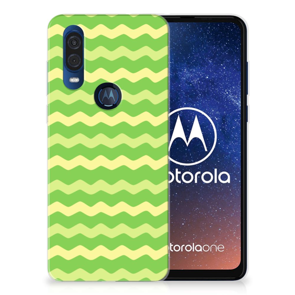 Motorola One Vision TPU bumper Waves Green