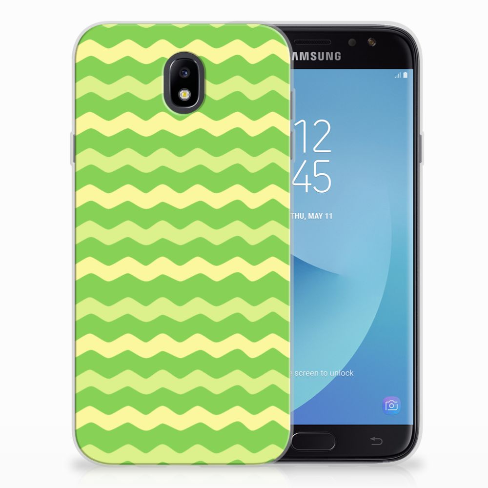 Samsung Galaxy J7 2017 | J7 Pro TPU Hoesje Design Waves Green