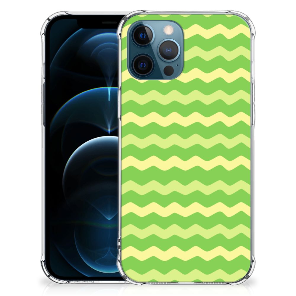 iPhone 12 | 12 Pro Doorzichtige Silicone Hoesje Waves Green