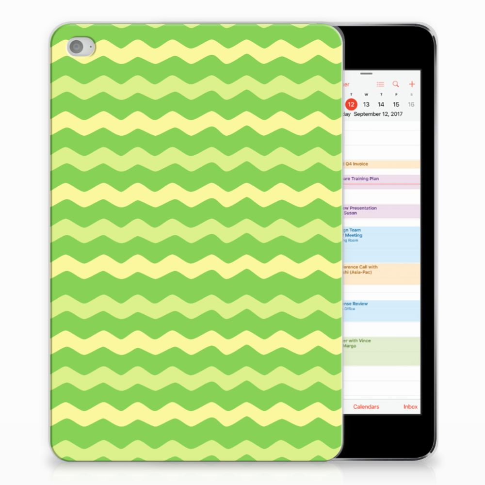 Apple iPad Mini 4 Tablethoesje Design Waves Green