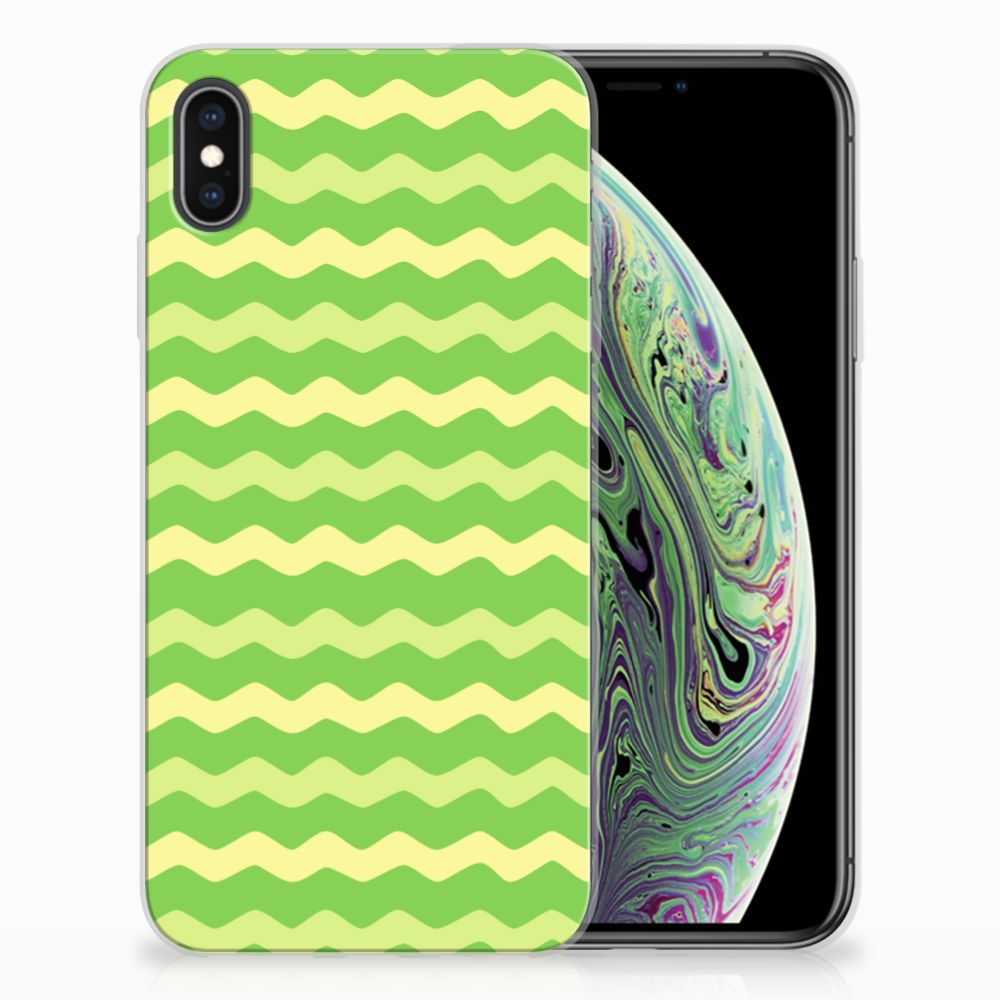 Apple iPhone Xs Max TPU Hoesje Design Waves Green