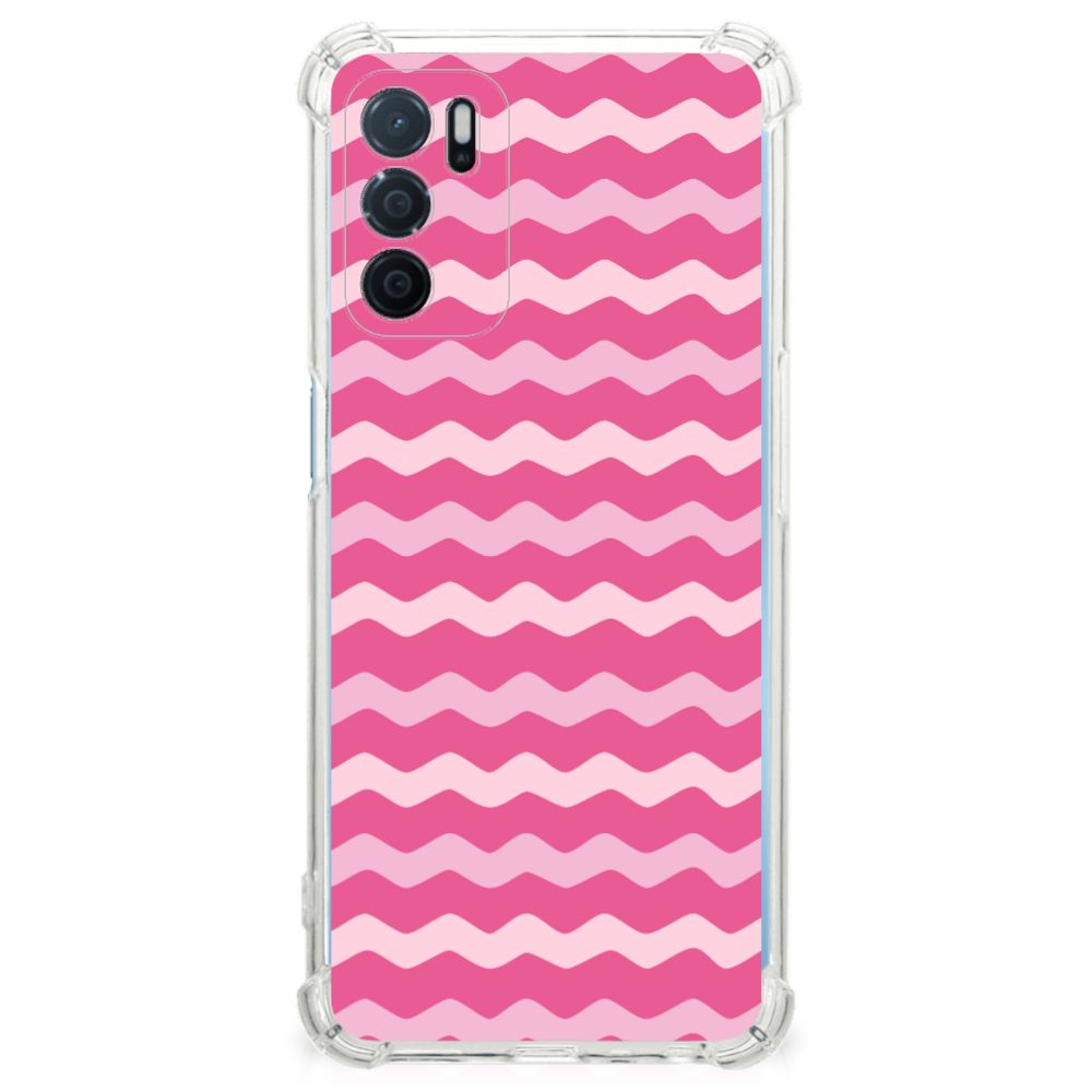 OPPO A16 | A16s | A54s Doorzichtige Silicone Hoesje Waves Pink