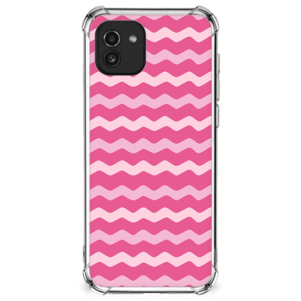 Samsung Galaxy A03 Doorzichtige Silicone Hoesje Waves Pink