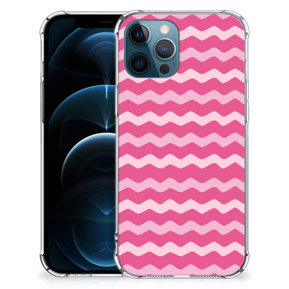 iPhone 12 | 12 Pro Doorzichtige Silicone Hoesje Waves Pink