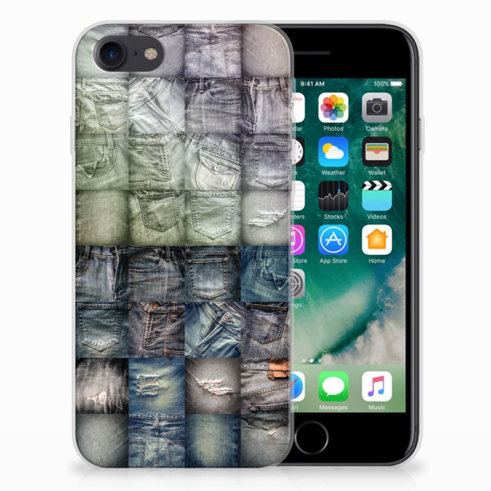 Silicone Back Cover iPhone SE 2022 | SE 2020 | 8 | 7 Spijkerbroeken