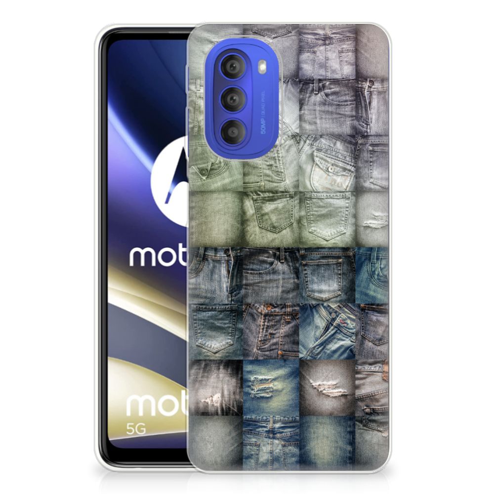 Silicone Back Cover Motorola Moto G51 5G Spijkerbroeken